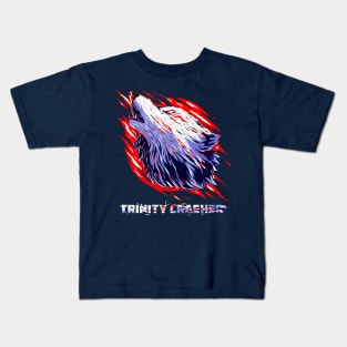 Trinity Crasher Red and white a Cool full Wolf tee Kids T-Shirt